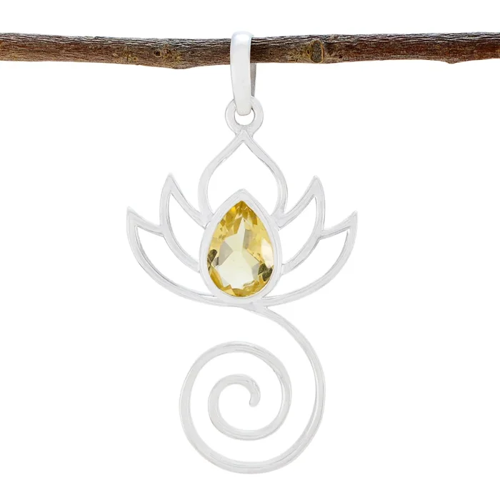 Citrine Dainty Italian Sterling Silver Solitaire Constanza Rope-Wire Yellow Pendant Jewellery