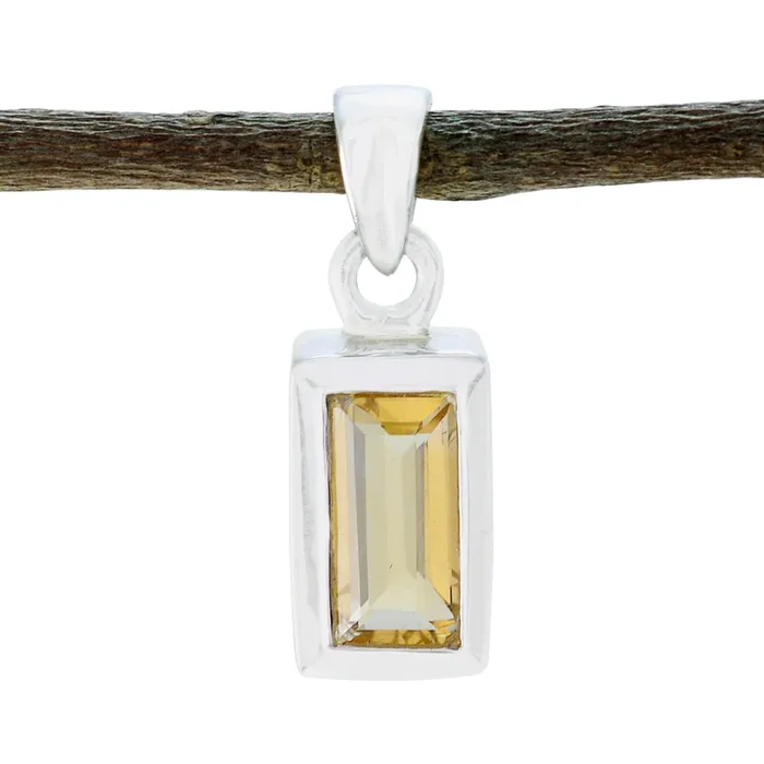 Citrine Delicate French Sterling Silver Solitaire Skylar Cocktail Yellow Pendant Jewellery
