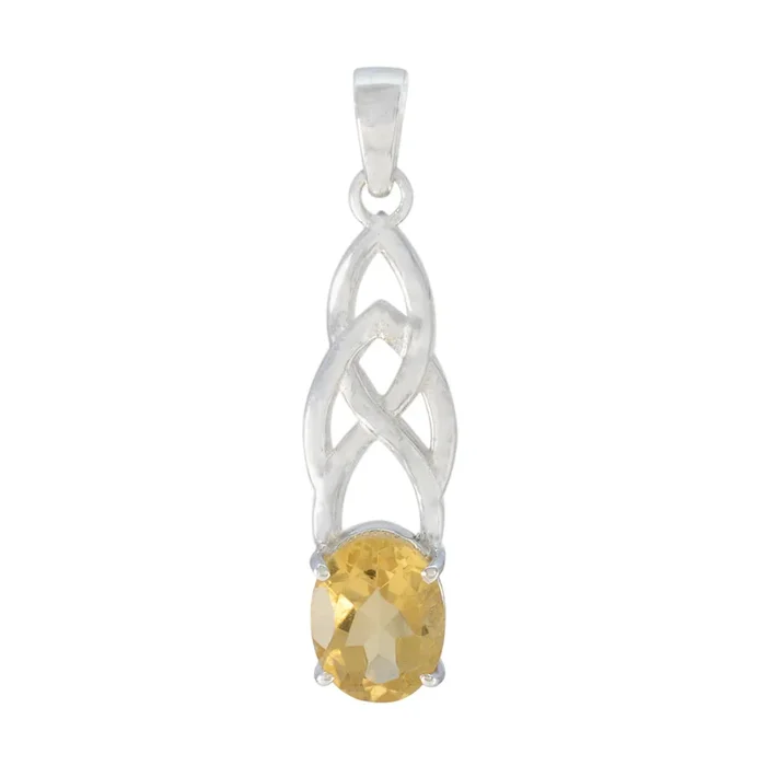 Citrine Delicate German 92.5 Silver Solitaire Renata Claddagh Yellow Pendant Jewellery
