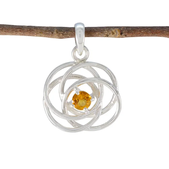 Citrine Delicate Spanish Silver Solitaire Victoria Vintage Yellow Pendant Jewelry