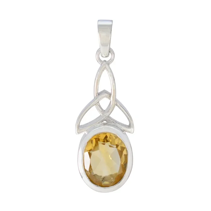 Citrine Elegant Korean Silver Solitaire Yuna Claddagh Yellow Pendant Jewelry