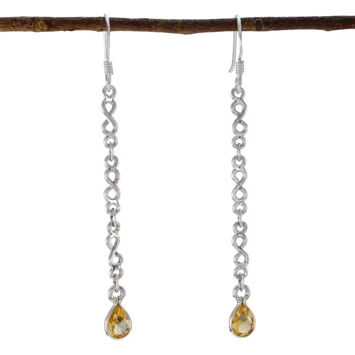 Citrine Japanese Paula multiple Dangle Yellow 925 Silver Earring