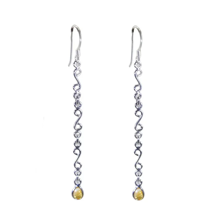 Citrine Korean Nora multiple Dangle Yellow Sterling Silver Earring