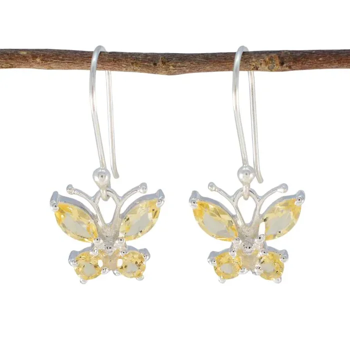 Citrine Latin American Eva multiple Dangle Yellow Sterling Silver Earring