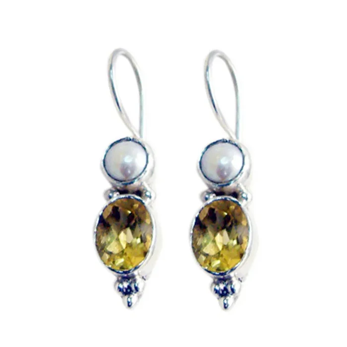 Citrine Middle Eastern Eliza multiple Dangle Yellow 92.5 Silver Earring