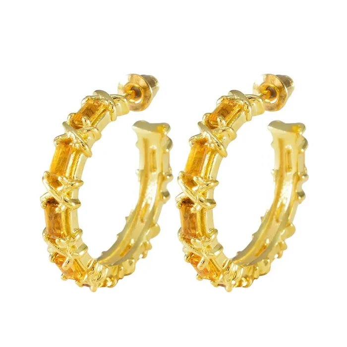Citrine Spanish Agnes multiple Stud Yellow 92.5 Silver Earring