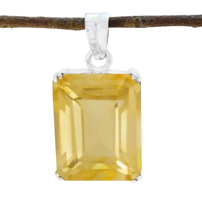 Citrine Statement Italian 925 Silver Solitaire Genesis Love Yellow Pendant Jewelry