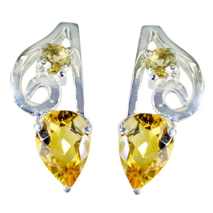 Citrine Turkish Camila multiple Stud Yellow 925 Silver Earring