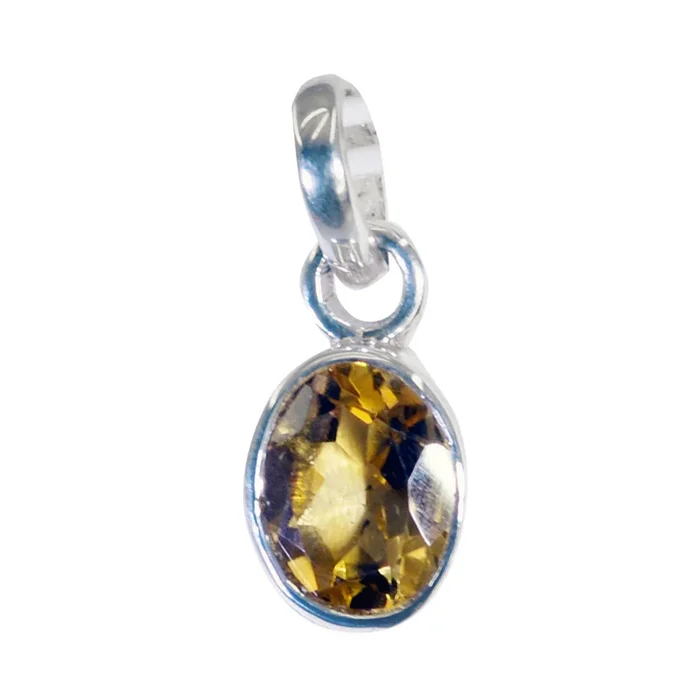 Citrine Whisper-thin German Sterling Silver Solitaire Julieta Contemporary Yellow Pendant Jewellery