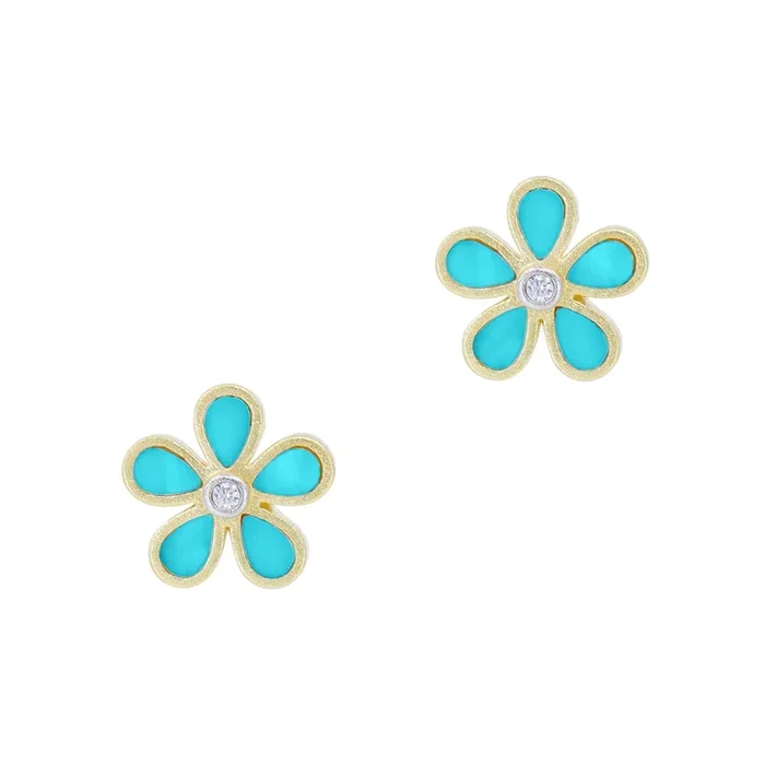 City Turquoise Petal Stud Earrings