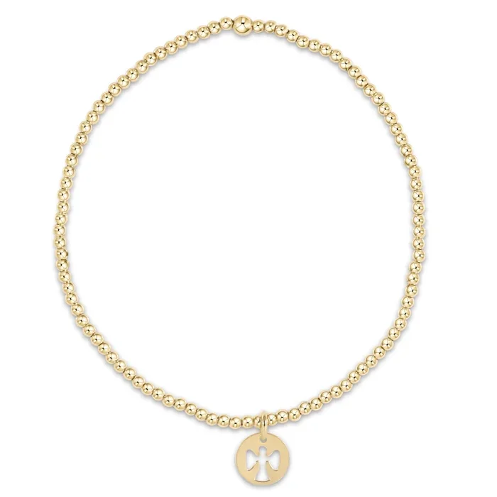 Classic Gold 2mm Bead Bracelet – Guardian Angel Small Gold Disc