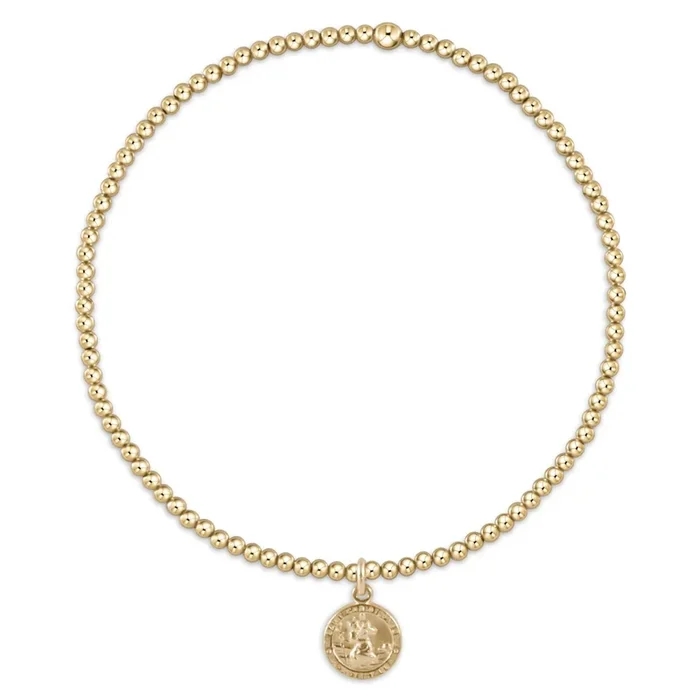 Classic Gold 2mm Bead Bracelet – Protection Small Gold Disc