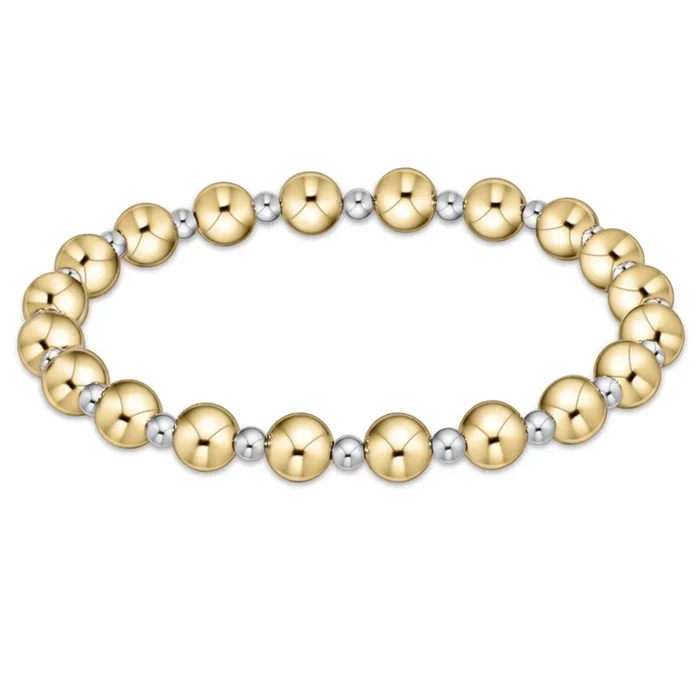 Classic Grateful Pattern 6mm Bead Bracelet – Mixed Metal