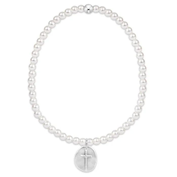 classic pearl 3mm bead bracelet – inspire small sterling charm
