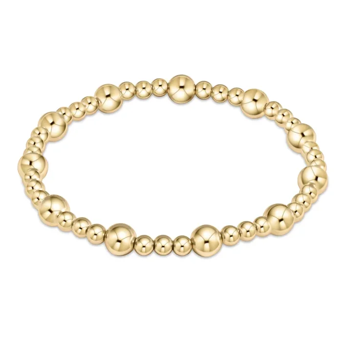 Classic Sincerity Pattern 6mm Bead Bracelet – Gold
