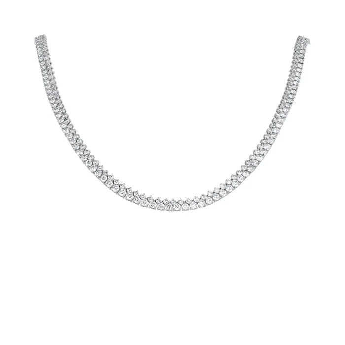 Claudia Double Diamond Necklace in 14K White Gold