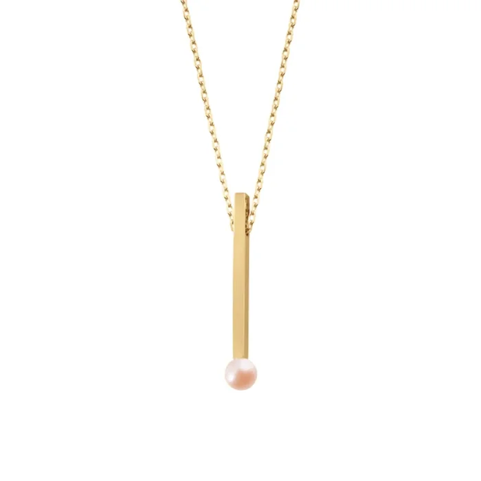 Claverin Kiss Line necklace in yellow gold and pink pearl – Lepage