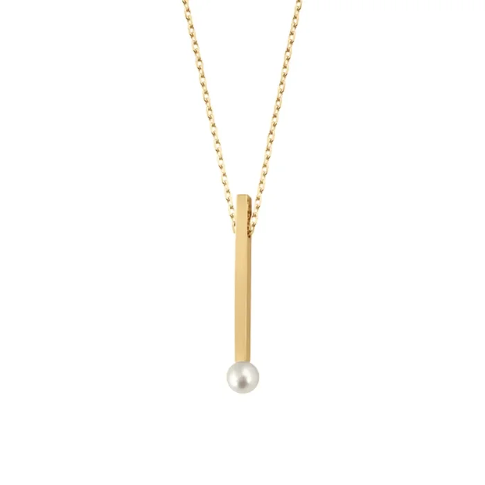 Claverin Kiss Line necklace in yellow gold and white pearl – Lepage