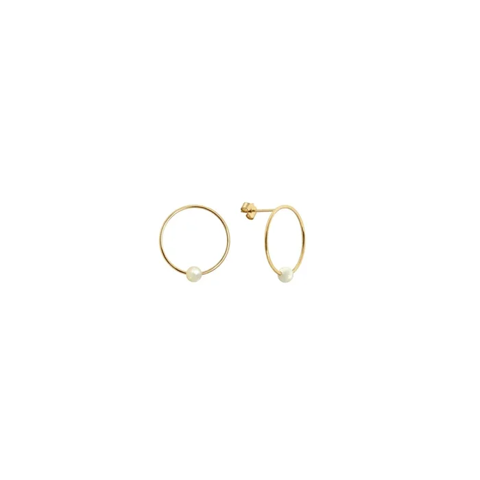 Claverin Ring earrings yellow gold natural white pearl 16 mm – Lepage