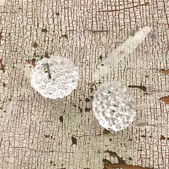 Clear Sugar Bead Retro Button Stud Earrings