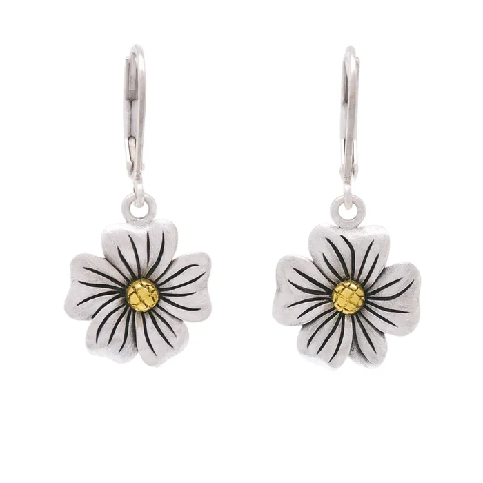 Clearance – Silver Matte Finish & Gold Plated Wild Flower Dangle Earrings Earrings – SPE00004