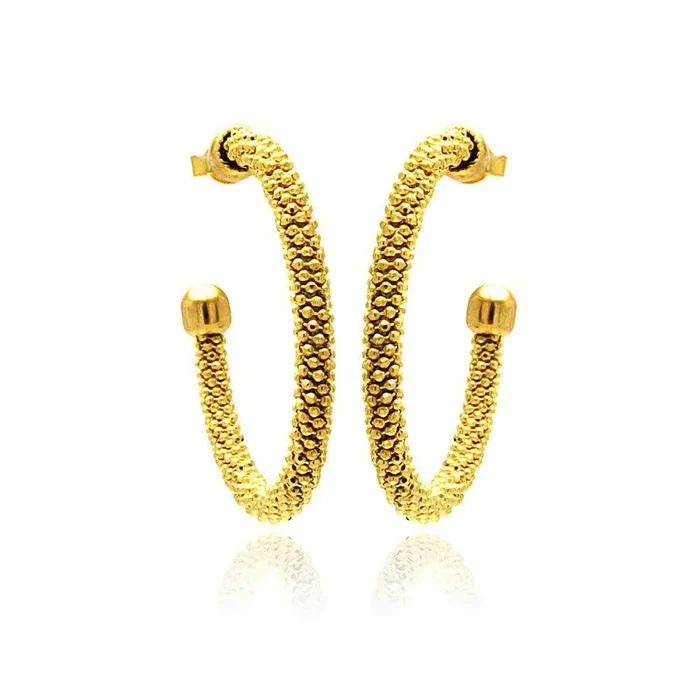 Clearance-Silver 925 Gold Plated Hoop Earrings – ITE00042GP
