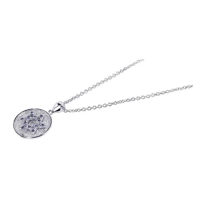 Clearance-Silver 925 Rhodium Plated CZ Star of David Pendant Necklace – STP00510