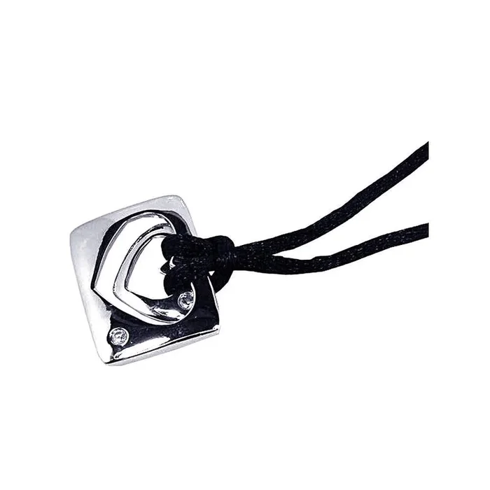 Clearance-Silver 925 Rhodium Plated Square Open Heart Clear CZ Black Cord Pendant Necklace – BGN00025