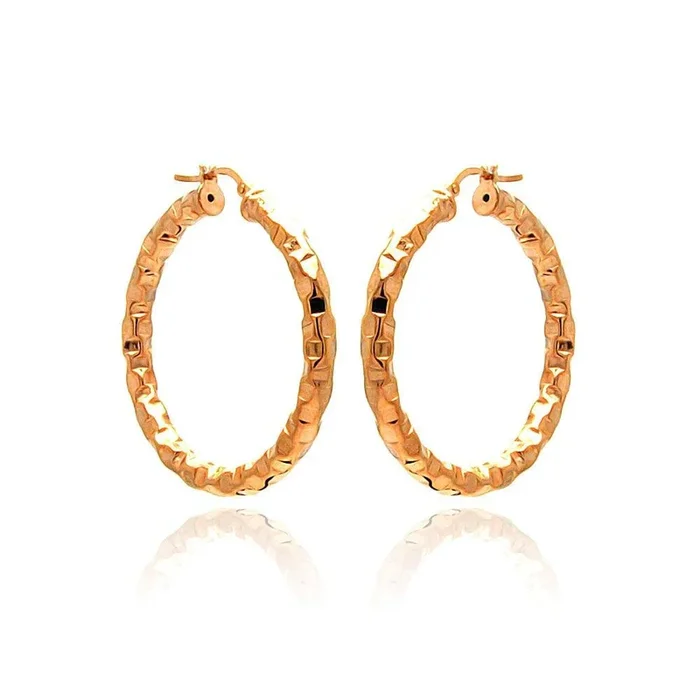 Clearance-Silver 925 Rose Gold Plated Oval Hoop Earrings – ITE00023RGP