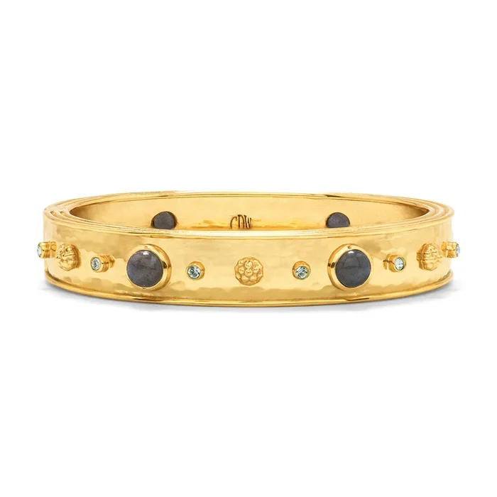 Cleopatra Hinged Bangle – Gold/Blue Labradorite