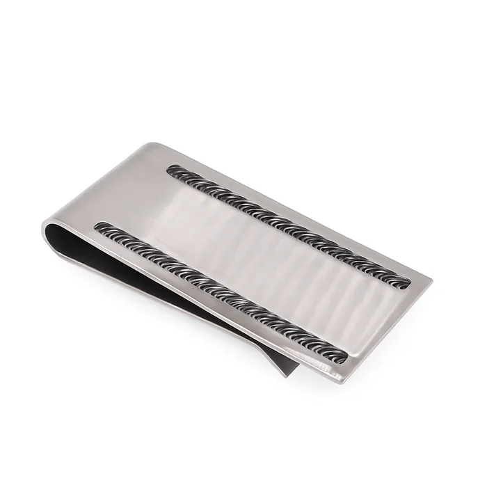 Clip para billetes de acero inoxidable rodiado con borde de cuerda de 22 mm x 49 mm – SSM00010