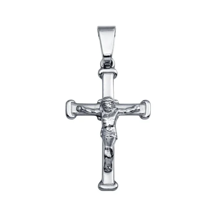 Colgante de crucifijo fino de plata de ley 925 rodiada – SOP00081