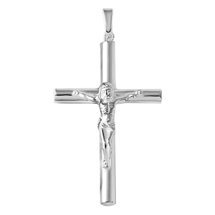 Colgante de cruz cilíndrica grande de plata 925 con alto pulido – SOP00097