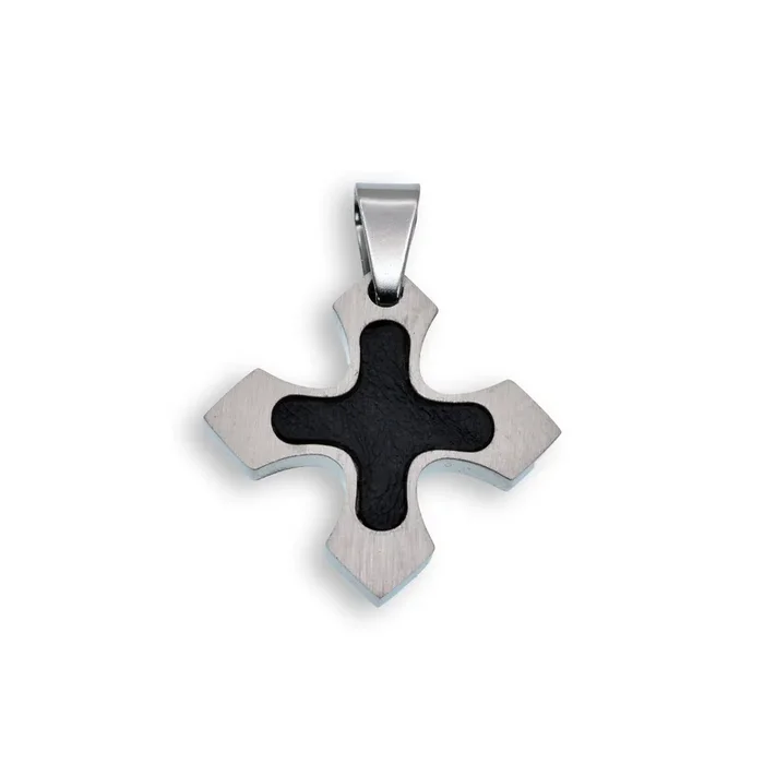 Colgante de cruz de carbono de acero inoxidable rodiado – SSP00022