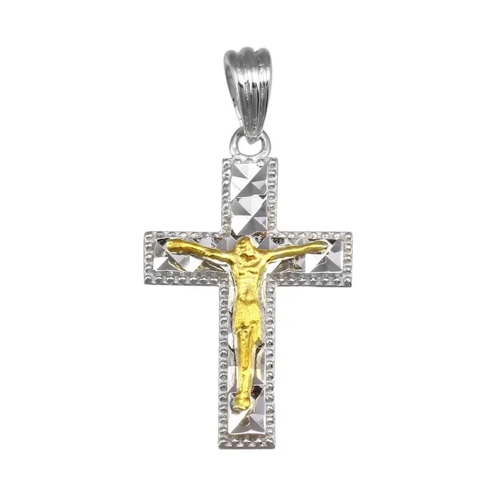 Colgante de cruz de DC con baño de plata de ley 925 en dos tonos – GMP00050RG
