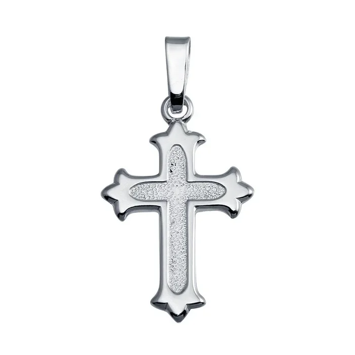 Colgante de cruz harinosa de plata de ley 925 con acabado en plata pulida – SOP00140