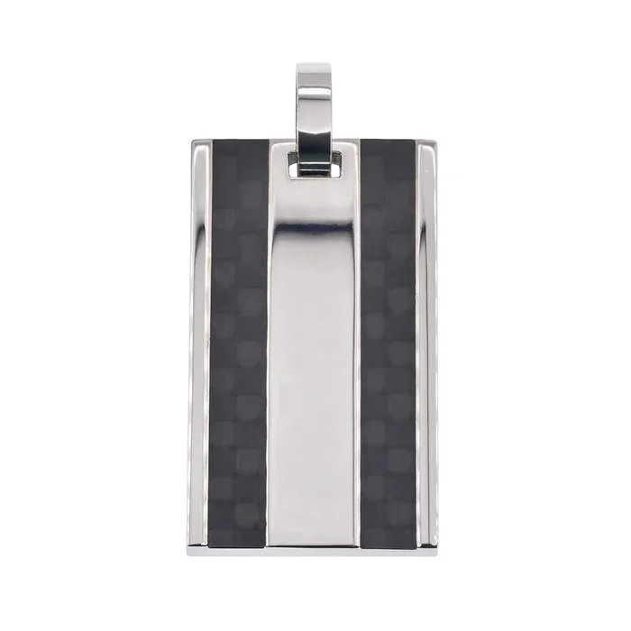 Colgante de fibra de carbono de doble hilera de acero inoxidable rodiado – SSP00531