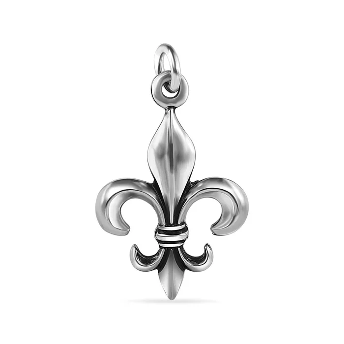 Colgante de flor de lis de plata de ley 925 oxidada – OXP00035