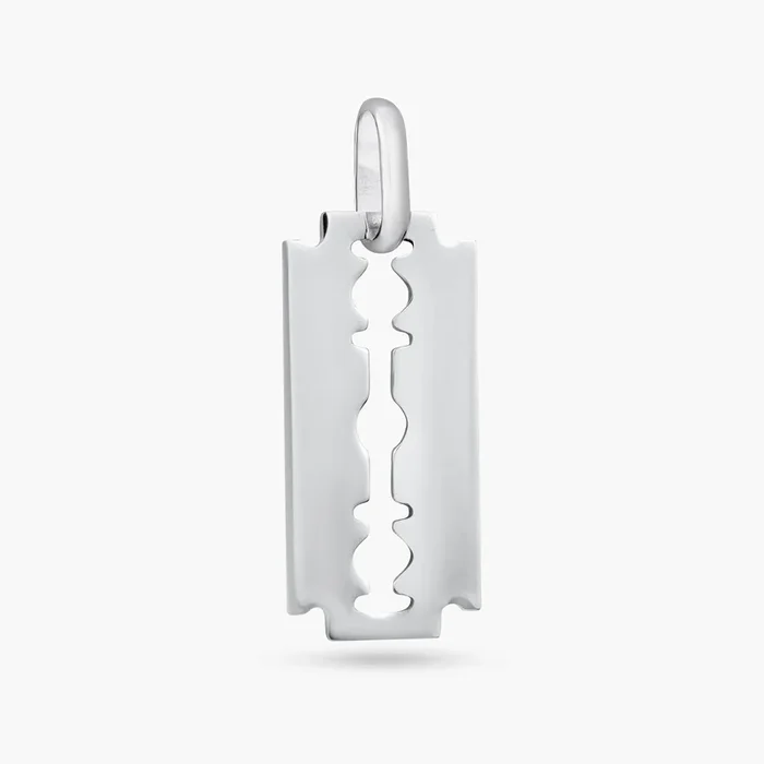 Colgante de navaja grabable de plata de ley 925 rodiada – ARP00059