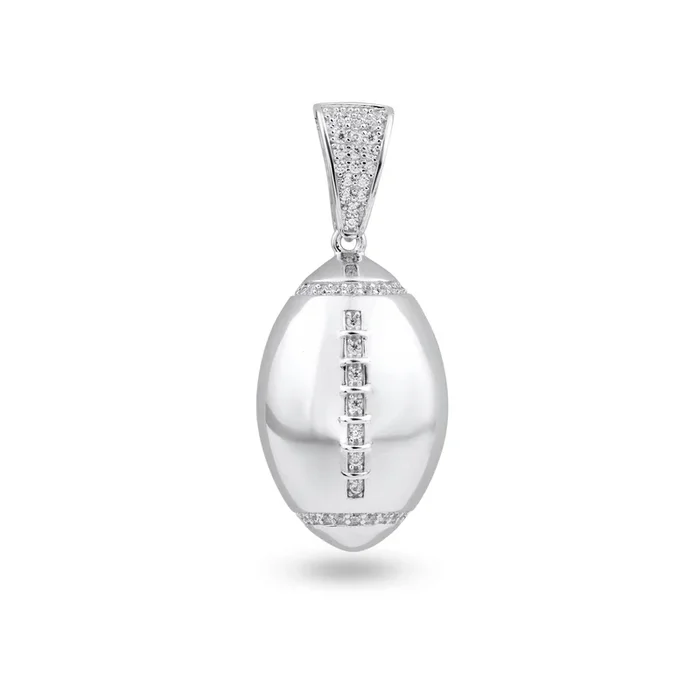 Colgante de plata de ley 925 rodiada con circonita cúbica transparente y balón de fútbol – SLP00343
