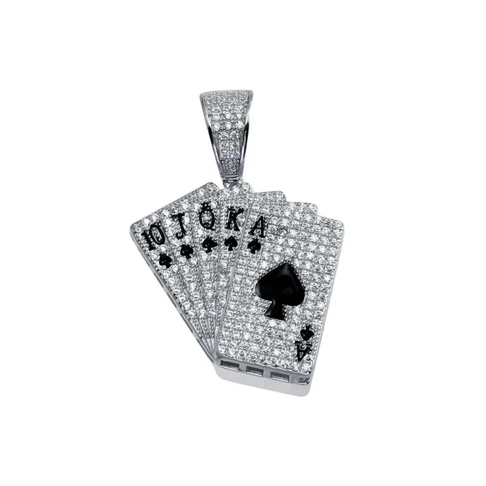Colgante de plata de ley 925 rodiada con circonitas cúbicas y diseño hip hop – SLP00023