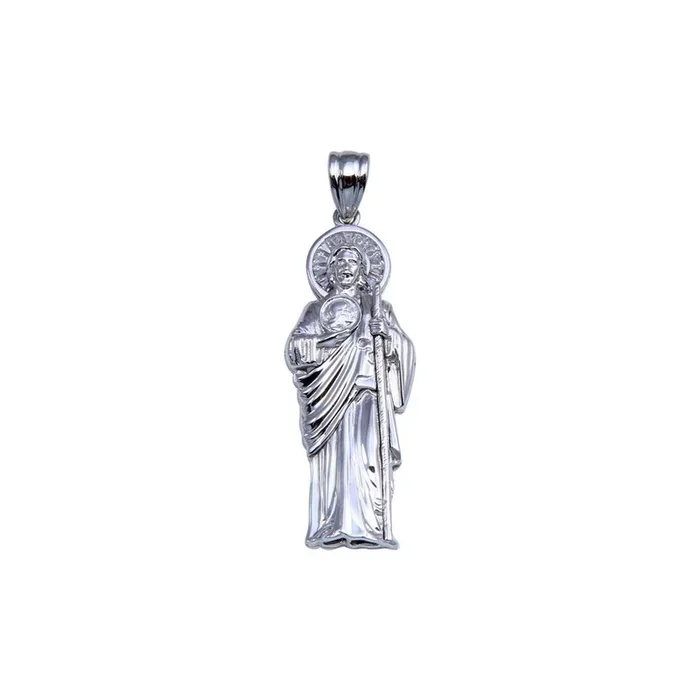 Colgante de San Judas Tadeo de plata de ley 925 rodiada (42 mm) – GMP00080