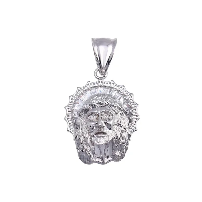 Colgante hip hop de Jesús con circonitas cúbicas en plata de ley 925 rodiada – SLP00171