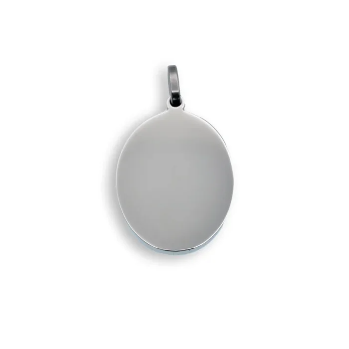 Colgante ovalado de acero inoxidable rodiado – SSP00087