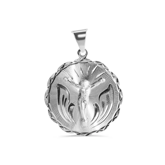 Colgante redondo de Jesucristo en plata de ley 925 pulida – JCA100-6