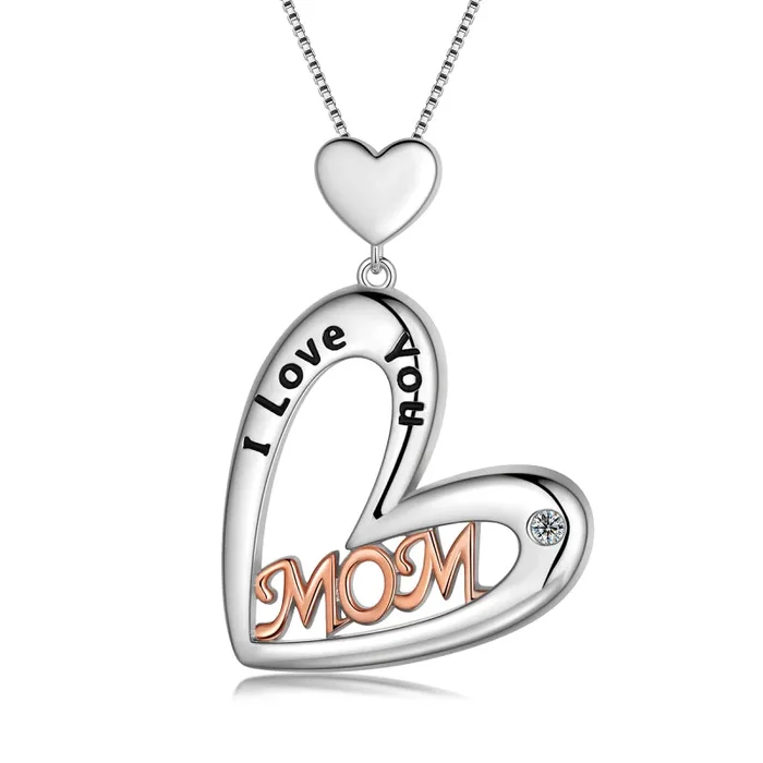 Collar con colgante de corazón “Te amo mamá”, la mejor joyería para mamá, regalo de cumpleaños para madre/abuela.
