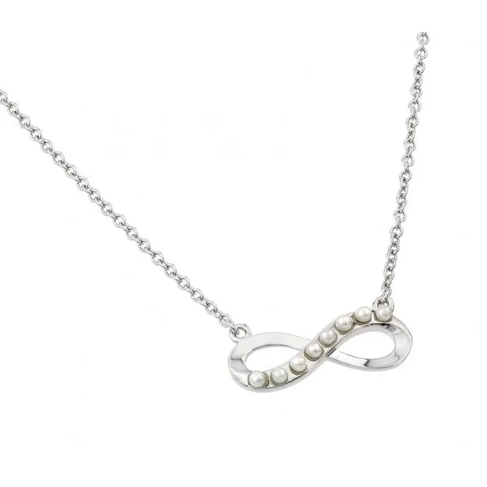 Collar con colgante de infinito con perlas bañadas en rodio en plata 925 – BGP00898WHT