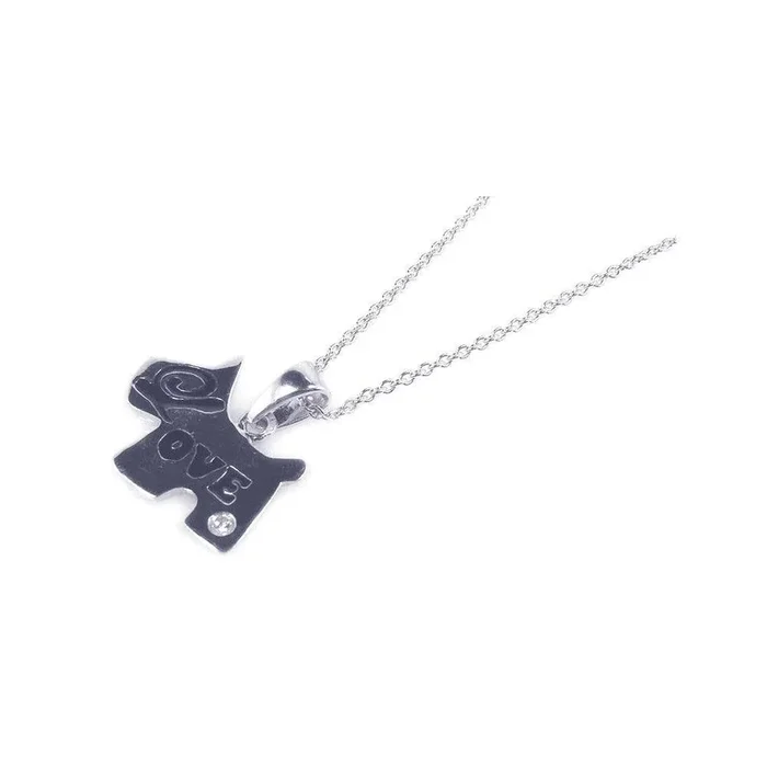 Collar con colgante de perro enamorado en plata 925 rodiada – STP00770