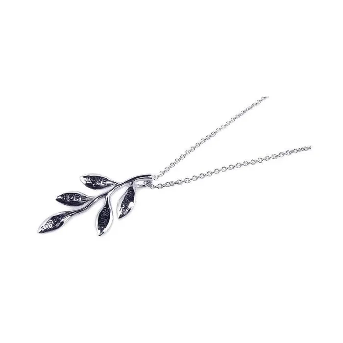 Collar con colgante de planta grabada en plata 925 rodiada (Liquidación) – STP00647