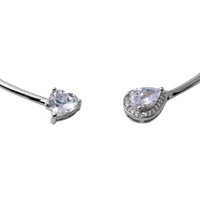 Collar con micropavé de corazón y pera en plata de ley 925 rodiada – STP01587RH